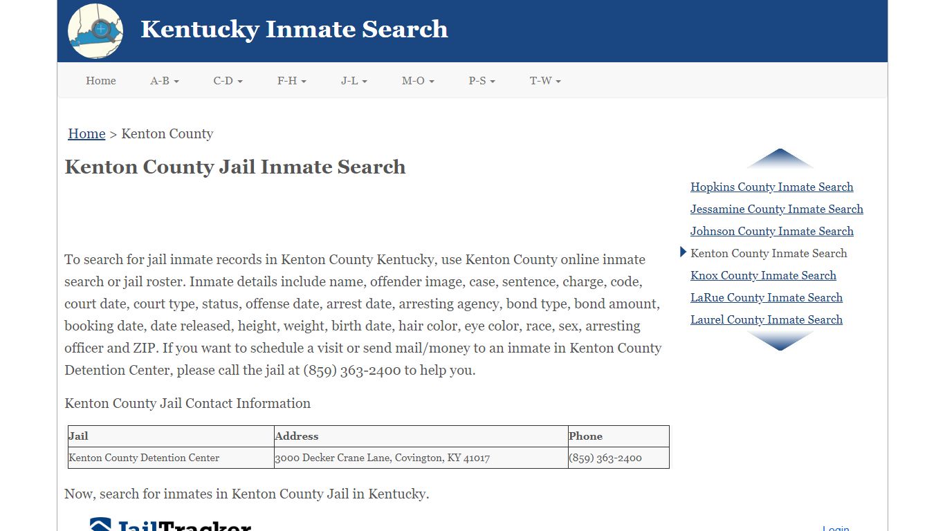 Kenton County Jail Inmate Search